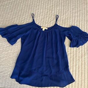 Michael Kors Elegant Blue Women's Cold Shoulder Top